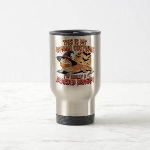 Bearded Dragon Halloween Witch Costume Art Travel Mug