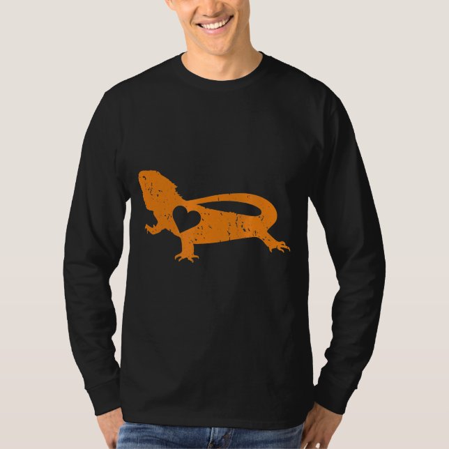 Bearded Dragon Heart   Pet Reptile Lizard T-Shirt (Front)