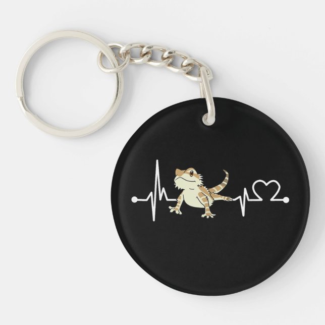 Bearded Dragon Heartbeat Funny Animal Keychain (Front)