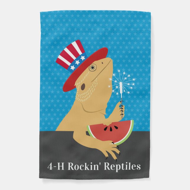 Bearded Dragon Independence Day Garden Flag (Front)