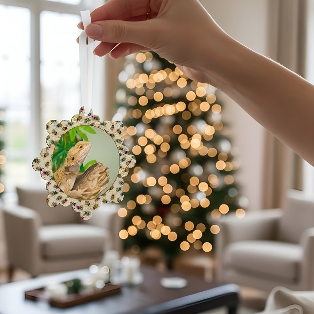 Bearded Dragon Insect Pattern Personalized  Ornament Card (Creator Uploaded)