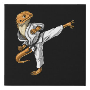 Bearded Dragon Karate Faux Canvas Print