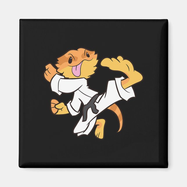 Bearded Dragon Karate Samurai Lizard Bearded Drago Magnet (Front)