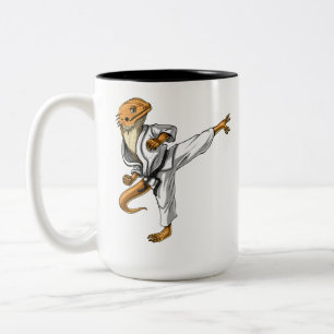 Bearded Dragon Karate Two-Tone Coffee Mug