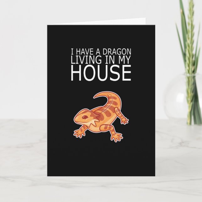 Bearded Dragon LIVING MY HOUSE Lizard Reptil Gift Card (Front)