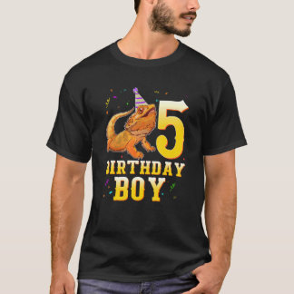Bearded Dragon Lizard 5th Birthday 5 Year Old Boy T-Shirt