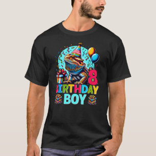 Bearded Dragon Lizard 8th Birthday 8 Year Old Boy T-Shirt