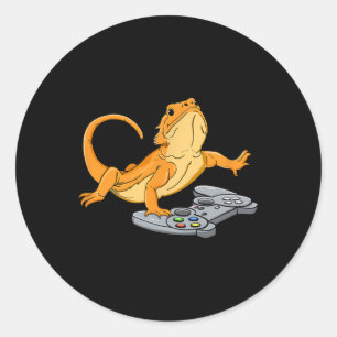 Bearded Dragon Lizard Gamer Video Game Gecko Classic Round Sticker