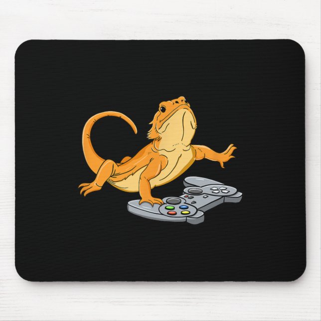 Bearded Dragon Lizard Gamer Video Game Gecko  Mouse Pad (Front)