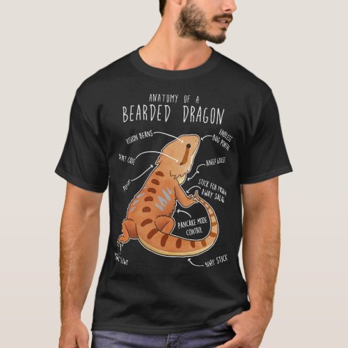 Bearded Dragon Lizard Reptile Anatomy 6 T_Shirt
