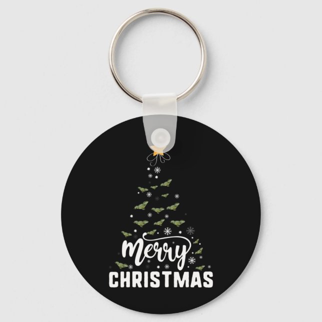 Bearded Dragon Merry Christmas Tree Family Xmas Ho Keychain (Front)