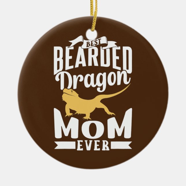 Bearded Dragon Mom Beard Lizard  Ceramic Ornament (Front)