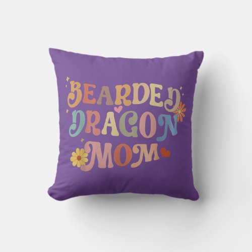 Bearded Dragon Mom Love Kid Presents Throw Pillow