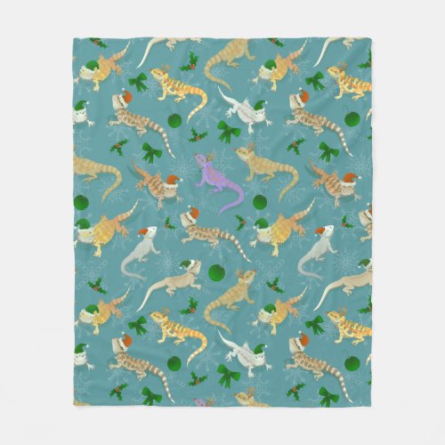 Bearded Dragon Morph Holiday Ice Fleece Blanket