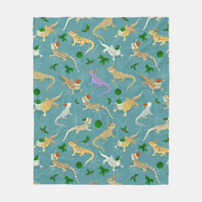 Bearded Dragon Morph Holiday Ice Fleece Blanket (Front)