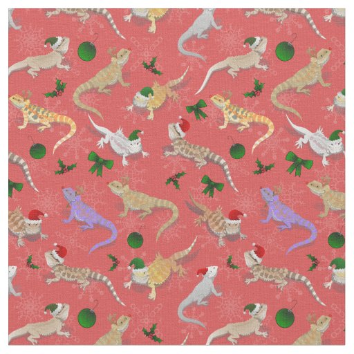 Bearded Dragon Morph Holiday Red Fabric