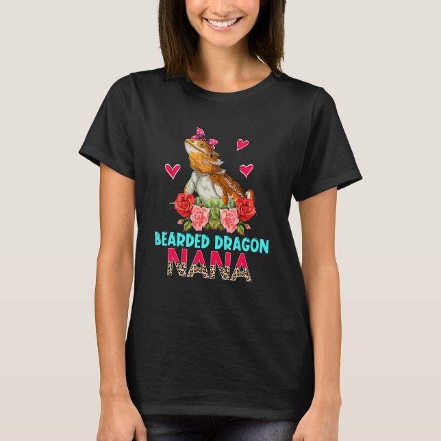 Bearded Dragon Nana Cute Flowers Bearded Dragon T-Shirt (Front)