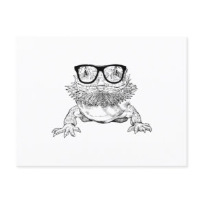 Bearded Dragon Nerdy Glasses Animal Announcement Postcard