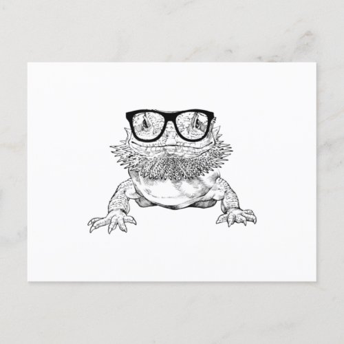 Bearded Dragon Nerdy Glasses Animal Announcement Postcard