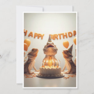 Bearded dragon party animals, chameleon birthday  invitation