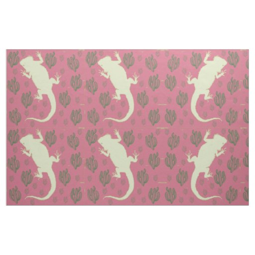 Bearded Dragon playing in Cactus Fabric