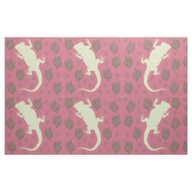 Bearded Dragon playing in Cactus Fabric (Fat Quarter)