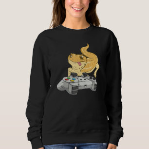 Bearded Dragon Playing Video Game  Reptile Lizard  Sweatshirt