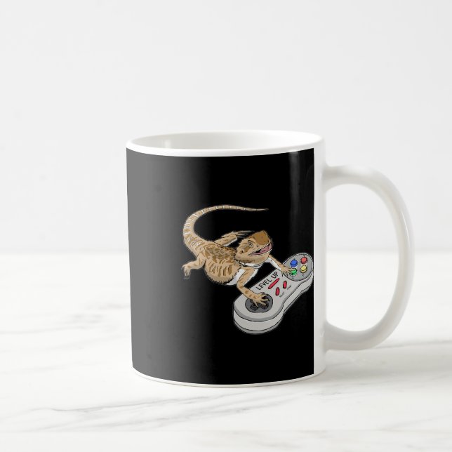 Bearded Dragon Playing Video Game Reptiles Pagona  Coffee Mug (Right)