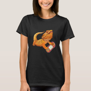 Bearded Dragon Playing Video Game Reptiles Pagona  T-Shirt