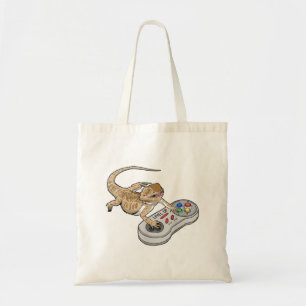 Bearded Dragon Playing Video Game Reptiles Pagona  Tote Bag