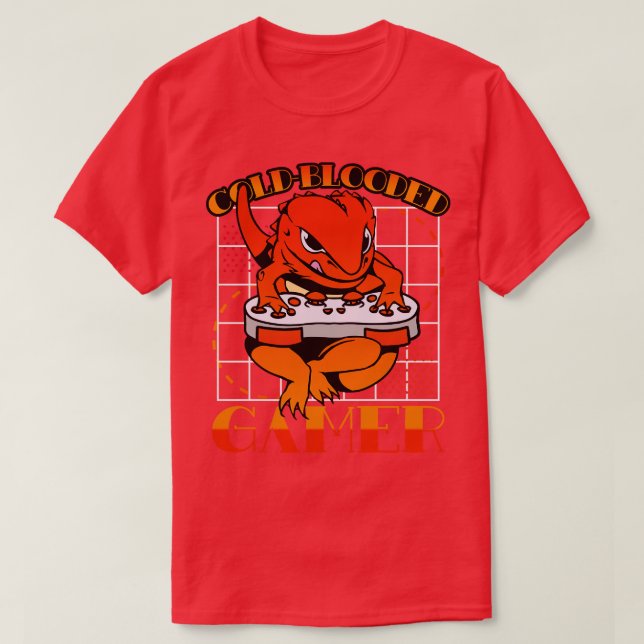 Bearded Dragon Playing Video Game T-Shirt (Design Front)