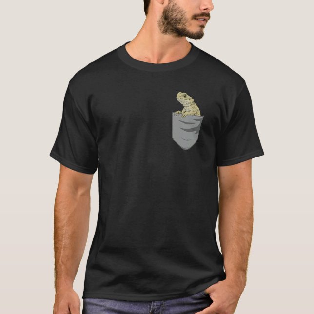 Bearded Dragon Pocket Design Cool Reptile Pet Liza T-Shirt (Front)