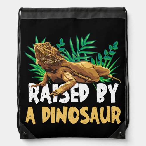 Bearded Dragon Raised By A Dinosaur  Drawstring Bag