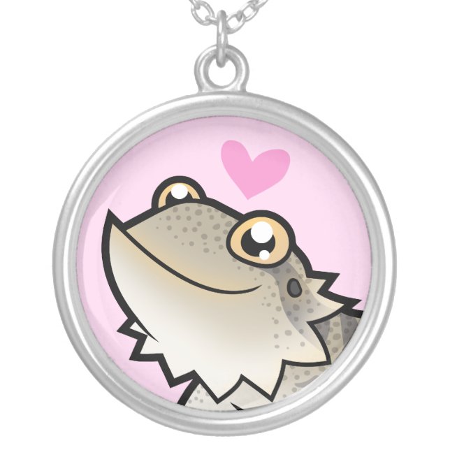 Bearded Dragon / Rankin Dragon Love Silver Plated Necklace (Front)