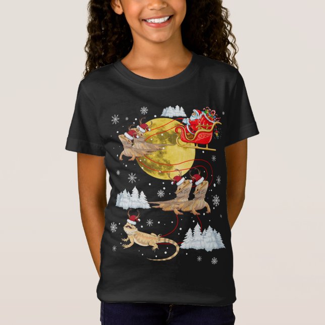 Bearded Dragon Reindeer Christmas Pajama Santa Xma T-Shirt (Front)