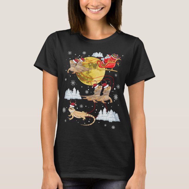 Bearded Dragon Reindeer Christmas Pajama Santa Xma T-Shirt (Front)