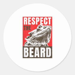 Bearded Dragon Respect The Beard Lizard Classic Round Sticker
