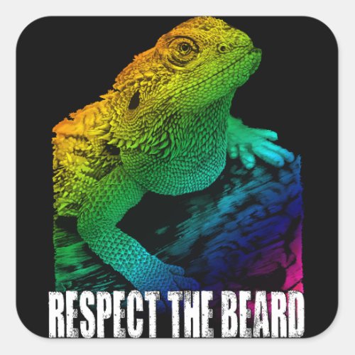 Bearded Dragon Respect The Beard Square Sticker