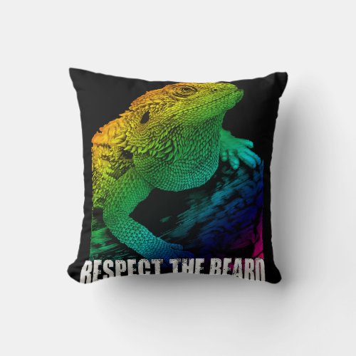 Bearded Dragon Respect The Beard Throw Pillow