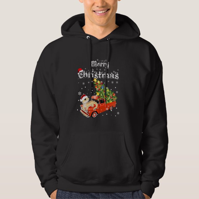 Bearded Dragon Ride Red Truck Christmas Pajama Hoodie (Front)