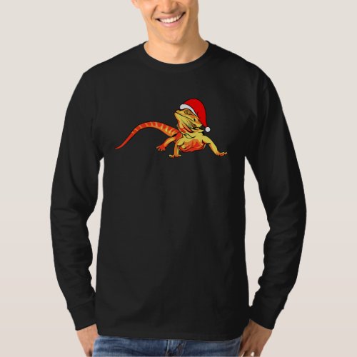 Bearded Dragon Santa Hat Christmas Pagona Lizard R T_Shirt