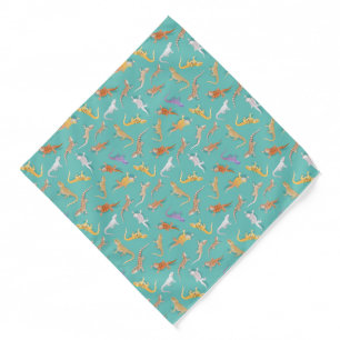 Bearded Dragon Scatter Pattern Pocket Square  Bandana