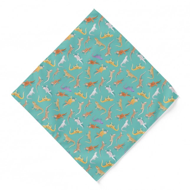 Bearded Dragon Scatter Pattern Pocket Square  Bandana (Front)