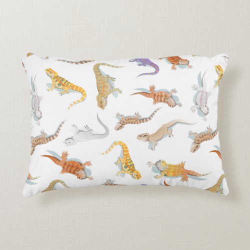 Bearded Dragon Scatter Pattern Transparent Accent Pillow