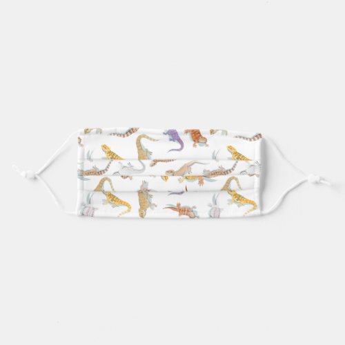 Bearded Dragon Scatter Pattern Transparent Adult Cloth Face Mask