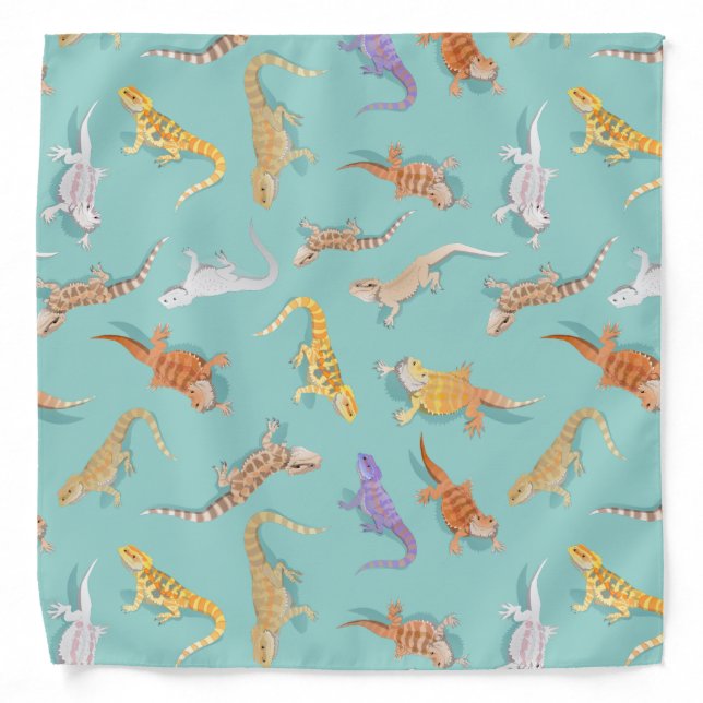 Bearded Dragon Scatter Pattern Transparent Bandana (Front)