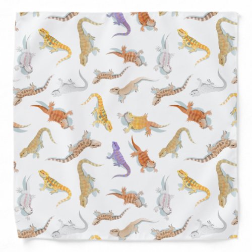 Bearded Dragon Scatter Pattern Transparent Bandana