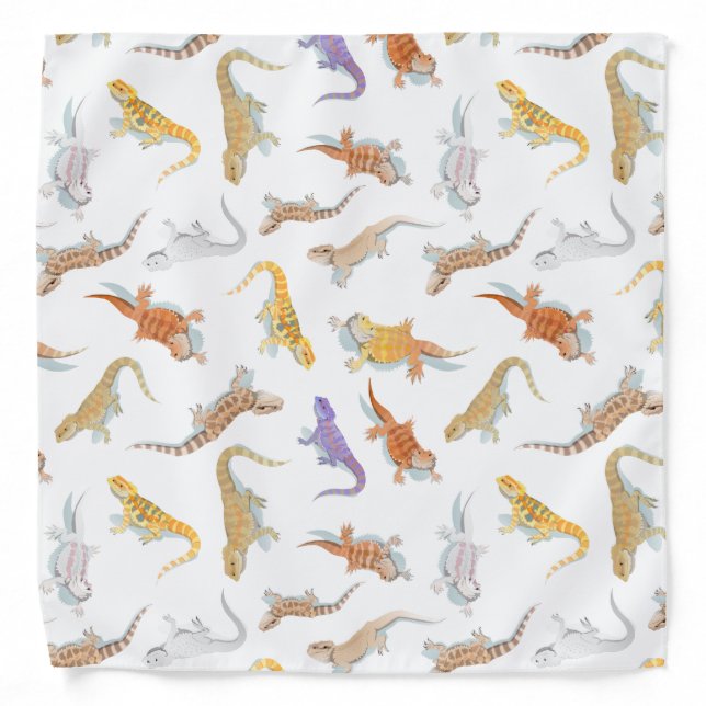 Bearded Dragon Scatter Pattern Transparent Bandana (Front)