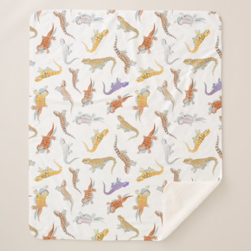 Bearded Dragon Scatter Pattern Transparent Sherpa Blanket