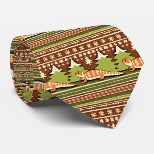Bearded Dragon Ugly Sweater Christmas  Neck Tie